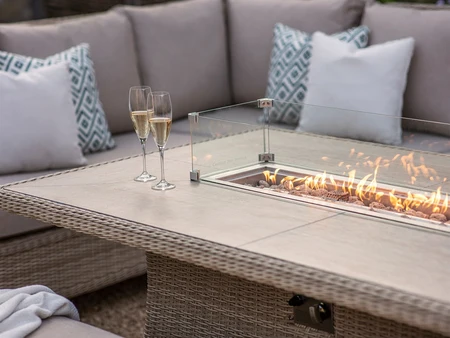 Bramblecrest Chedworth L-Shape Sofa with Large Rectangle Ceramic Firepit Table & 2 Benches - Sandsto - image 3