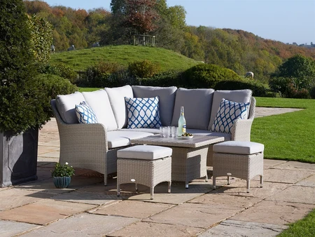 Bramblecrest Tetbury Mini Sofa with Adjustable Tree-Free Table & 2 Stools - Nutmeg - image 1