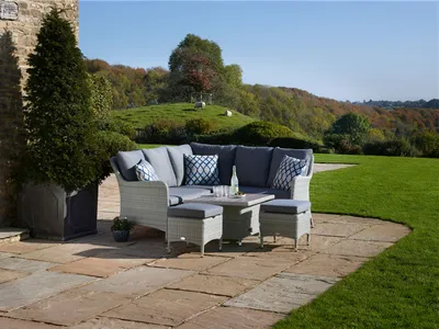 Bramblecrest Tetbury Mini Sofa with Adjustable Tree-Free Table & 2 Stools - Cloud - image 2
