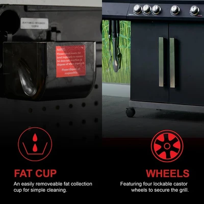 Grillstream Stealth 6 Burner with Side Burner - Matt Black - image 6