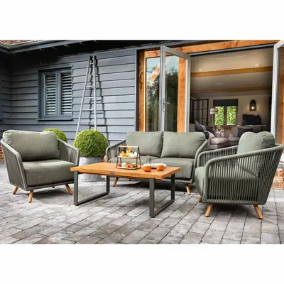 Hartman Eden 2 Seat Lounge Set - Moss-uniper Rope-Acacia Wood
