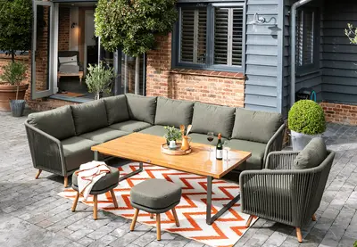 Hartman Eden Rectangular Corner Sofa Set - Moss-Juniper Rope-Acacia Wood - image 3